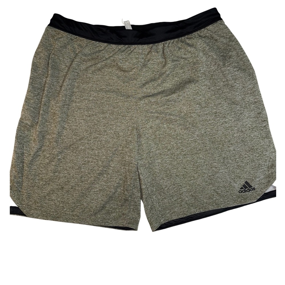 Adidas Mens Axis Knit Heathered Training Shorts Olive Green 2XL NEW